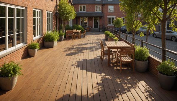 Terrasse bois et pavés de rue